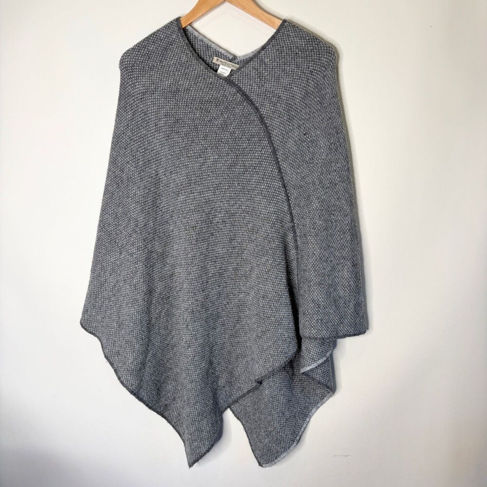 Fratelli Talli Poncho Sweater Pullover Drape Wool Alpaca Blend Gray Women OSMF